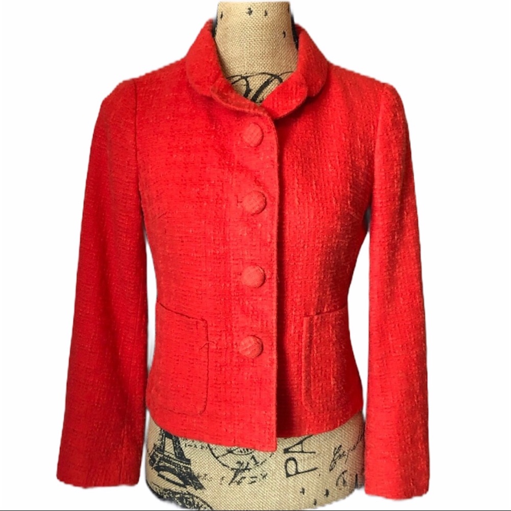 Banana Republic Orange Tweed Blazer 4 Button Coat